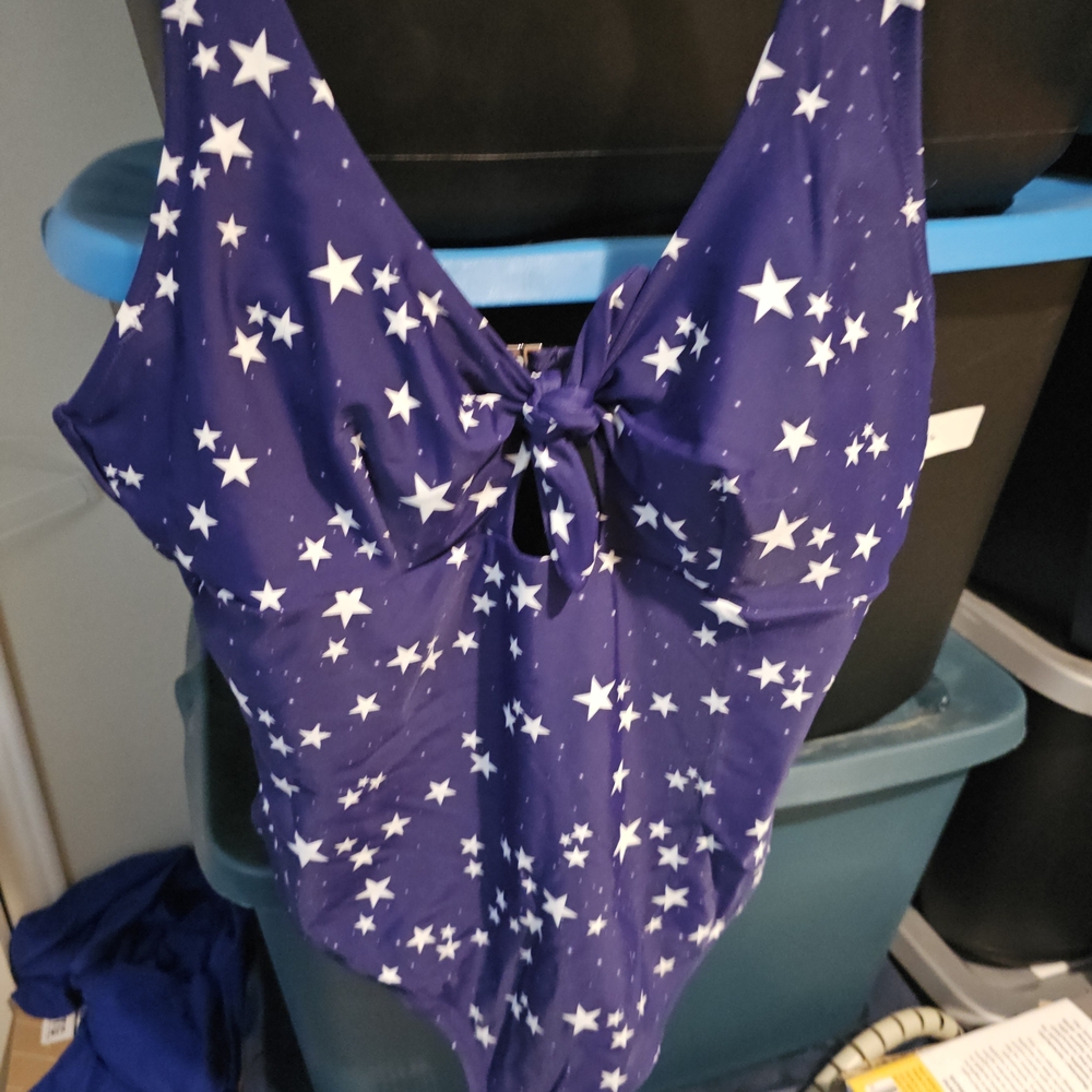 Cupshe Navy Blue Star Print One-Piece Swimsuit